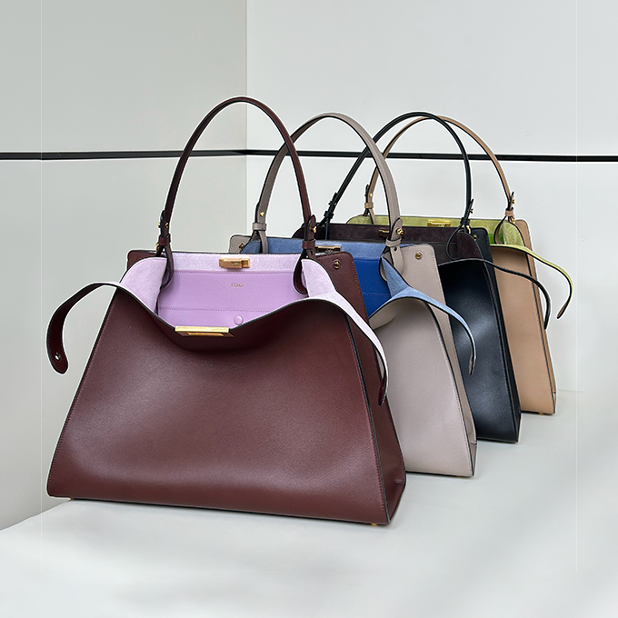 fendi way medium soft trapezoidal open‑top tote handbag